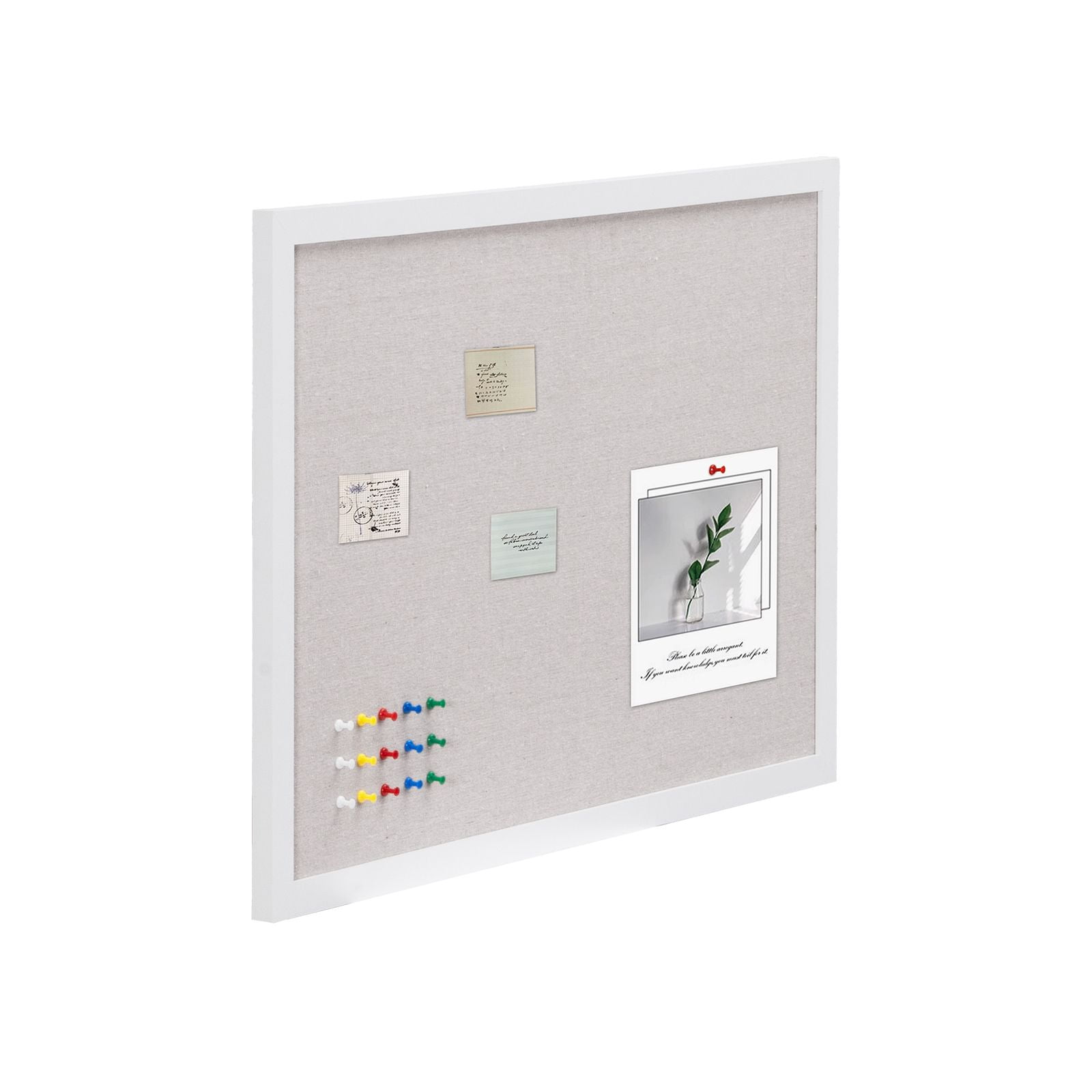 30 x 20 Inch Large Bulletin Board, White Polyester-Cotton Surface, MDF Frame, 7mm Fiberboard Core, Complete with Push Pins & Installation Kit, for Home, Office & Classroom