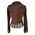 thumbnail image 5 of FYDUU Women's Fringe Leather Jackets Fall Fashion 2025 Tassel Cropped Jacket Slim Fit Lapel Collar Autumn Winter Outerwear Coats Comfy Down Jackets, 5 of 5