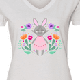 thumbnail image 4 of Inktastic Easter Scandinavian Bunny with Flowers Women's V-Neck T-Shirt, 4 of 5