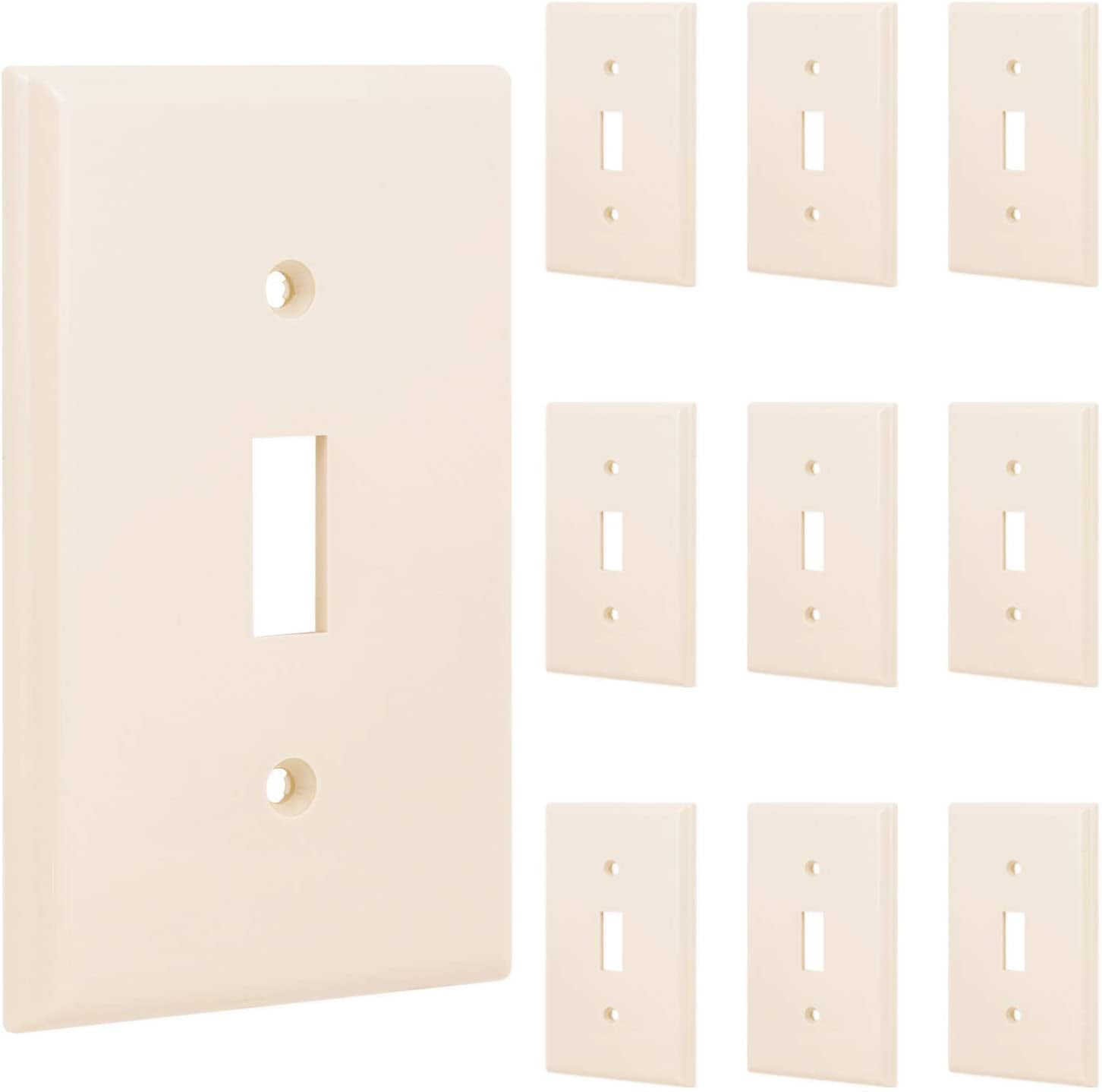 1 Gang 2.75” x 4.5” Light Almond Power Gear Outlet Wall Plate Cover 10 Pack Screws Included Standard 51199 Duplex Receptacle Wallplate Unbreakable Faceplate