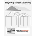 thumbnail image 6 of 10x20 ft Heavy-Duty Portable Carport Canopy Replacement Cover, Waterproof & UV-Resistant Grey Shelter Tarp with Ball Bungees, Frame Not Included, 6 of 11