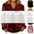 thumbnail image 5 of FRSASU Women's Elegant Patchwork Velvet Shirts Mesh Long Sleeve Dressy Loose Crewneck Lightweight Cocktail Tops Wine-A, 5 of 6