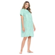 Casual Nights Womens Snap front House Dress Short Sleeve Woven Duster Housecoat Lounger Sleep Dress