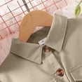 thumbnail image 6 of WUANDIXFA Girls Long Sleeve Dress with Hat, Lapel Collar Button Down Midi Dress Swing Casual Dresses with Belt (Khaki, 7-8 Years), 6 of 9