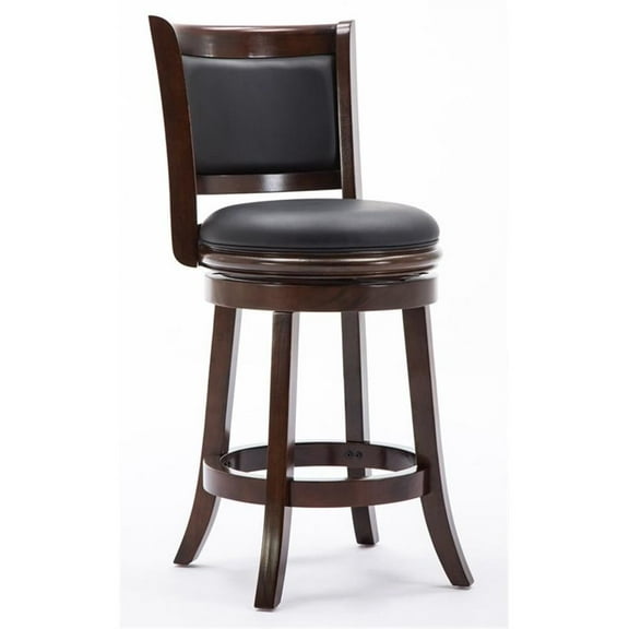Bowery Hill 26.25" Wood & Faux Leather Swivel Counter Stool in Cappuccino