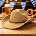 thumbnail image 4 of Risckoth Men's Cowboy Hat Western Style Braided Band Curved Brim Classic Felt Hat, Gold, 4 of 5