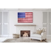 American Flag Canvas Wall Art Decor - 3 Piece Set - Large Decorative Multi Panel Split Prints - Rustic Wood Look for Dining & Living Room, Kitchen, Bedroom & Office (2840 - American Flag, 24x36)
