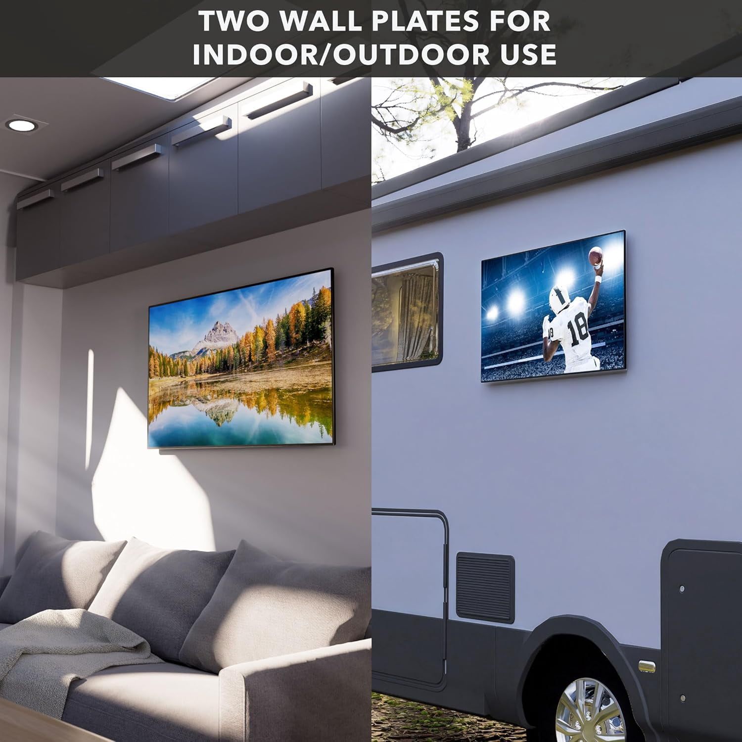Mount-It! RV TV Mount, Rust-Proof Polymer, Dual Wall Plates & Quick-Release, Ultra-Slim 0.7" Profile, Fits 13-43" TVs up to 30 lbs, VESA 75x75 & 100x100, Indoor/Outdoor Camper Bracket