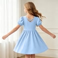 thumbnail image 4 of Gubotare Girls Birthday Dress Girls Dress Summer Ruffle Sleeve Mesh A Line Casual Party Dresses with Pockets Size 7-8 (Sky Blue,7-8 Years), 4 of 5