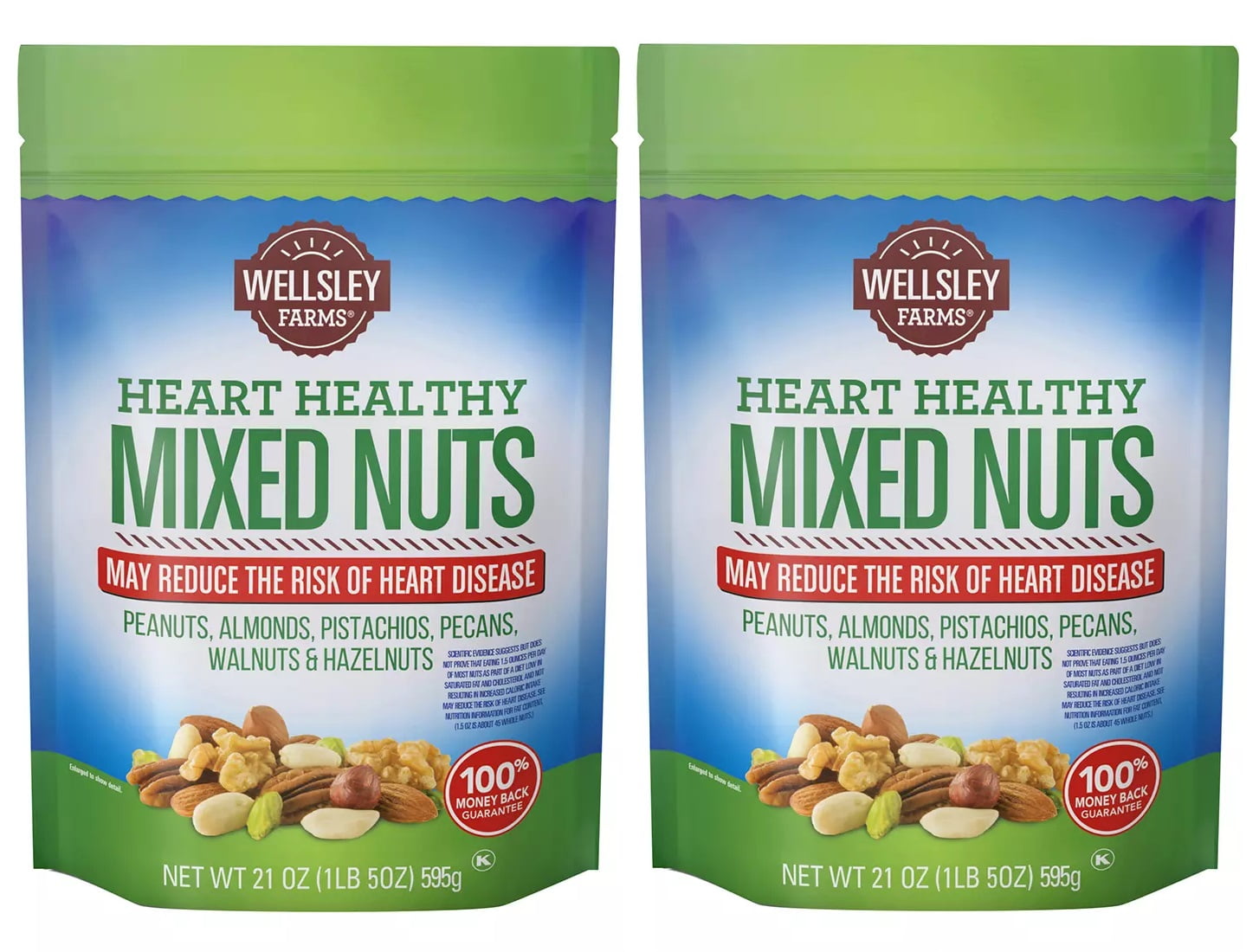 Product of Wellsley Farms Heart Healthy Mixed Nuts, 21 oz (Pack of 2