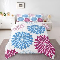 Castle Fairy Female Men Chic Flowers Bedding Comforter Set 2pcs,Groovy Floral Blossom Twin Comforter Sets Microfiber,Vintage Aesthetic Breathable Bedding Set,Super Cozy Room Decor,Reversible