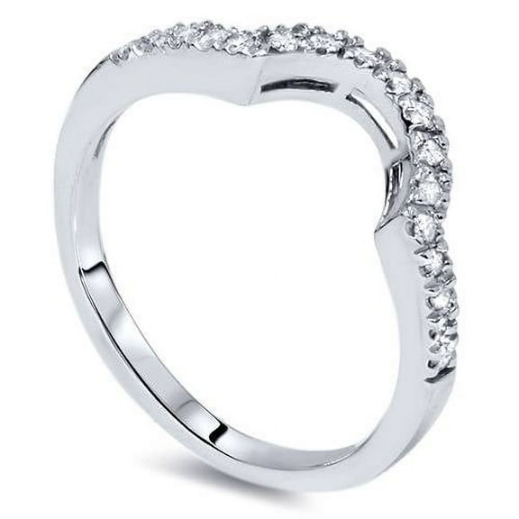 Pompeii 1/3ct Diamond Curved Notched Wedding Ring 14K White Gold (G/H,I1)