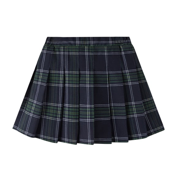 yillto Girls Pleated Plaid Skirts Summer Elastic Waist School Uniform Tennis Causal Skirt with Shorts