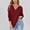 Wine, variant on QUNYINEY Solid Summer Tops for Women Casual V Neck Puff 3/4 Sleeve Blouses Loose Pullover Tops