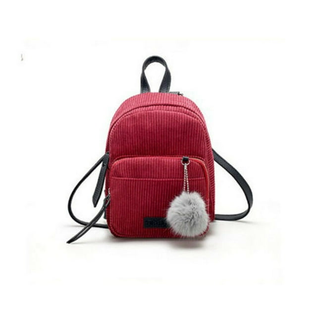 Women Mini Corduroy Backpack School Bags Solid Backpack Pendant Small Zipper Shoulder Bag Rucksack