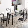thumbnail image 3 of Sesslife 5 Pieces Dining Table Set, Kitchen Table and Chairs for 4, Black Glass Dining Table Set, Small Kitchen Table and 4 PU Chairs, 3 of 11