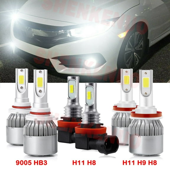 For Honda Civic 2016-2021 Led Headlights 12000LM 9005 High Beam H11 Low Beam H11 Fog Light Led Bulbs 6pc