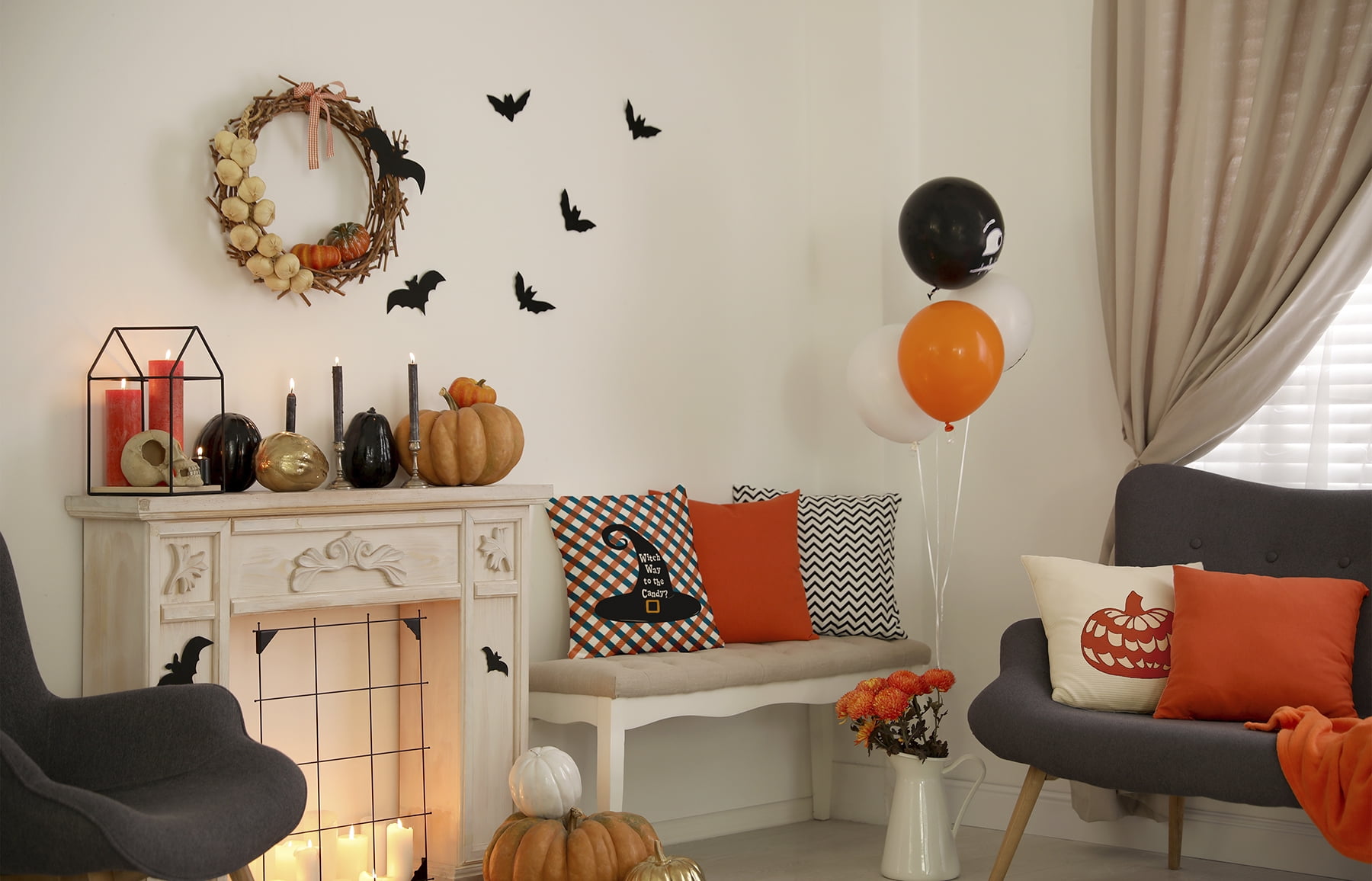 26" x 26" Simply Daisy Halloween Witch Way to the Candy Polyester Accent Pillow, Unreal Teal Qty 1