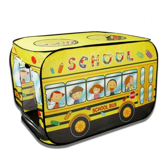 Children School Bus Popup Tent Kids for Play House Outdoor Indoor Foldable