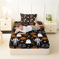 thumbnail image 4 of Manfei Spooky Halloween Theme Twin Sheets,Kawaii Ghost Bedding,Black,3 Pieces,1 Fitted Sheet and 1 Pillowcase, 4 of 6