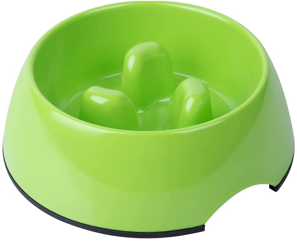 4 Cup, B Interactive Bloat Stop Pet Bowl for Fast Eaters Super Design Anti-Gulping Dog Bowl Slow Feeder 