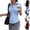Blue, variant on Button Down Shirt for Women Basic Short Sleeve Stretchy Business Collared Shirts Waitress Work Shirt Blue M