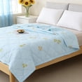 thumbnail image 4 of Fmbmuo Washed Cotton Summer Conditioning Quilt Lightweight Breathable Air Conditioner Blanket Machine Washable Twin Size (Blue), 4 of 5