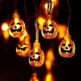 thumbnail image 1 of Decoración de Halloween, guirnalda de calabaza naranja con pilas de 20 luces LED para exteriores para decoración de Halloween, 1 of 5
