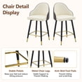 thumbnail image 6 of Mintazer Modern Bar Stools Set of 2, Waterproof PU Leather Bar Stool with Backrest & Gold Accent Footrest, Counter Height Bar Chairs for Kitchen Island, Black & White, 6 of 12