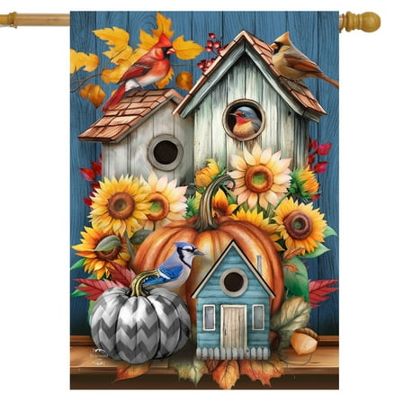 Briarwood Lane Fall Feathered Friends House Flag