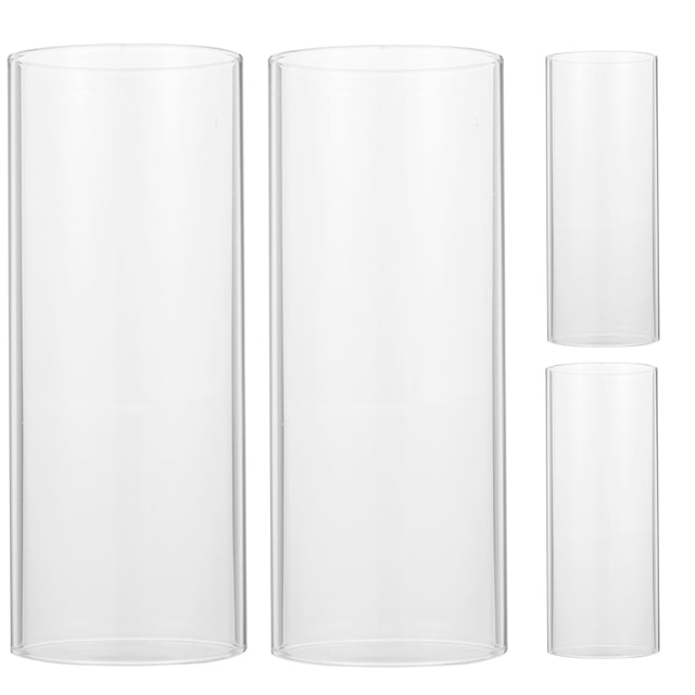 4 piezas de cubiertas cilíndricas de vidrio transparente para velas artesanales