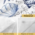 thumbnail image 4 of No Hook Shower Curtain with Snap in Liner, Navy Blue Starfish Conch Shell Seamless Waterproof Bath Curtain Double Layers with See Through Top Window, Summer Ocean Bubbles Shower Curtains 36x72in, 4 of 9
