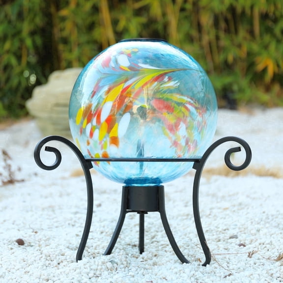 Colorful Splash Glass Solar Gazing Ball,Solar LED Globe Light, Decorative Outdoor Accent for Garden, Patio & Lawn,Outdoor Decor