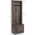 thumbnail image 5 of Narrow Hall Tree with Shoe Storage Bench, Rustic Entryway Bench with Coat Rack, Accent Coat Tree with Storage Shelves for Hallway, Mudroom, Brown, 5 of 9
