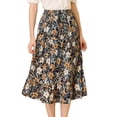 thumbnail image 1 of Falda de Gasa estampado de girasoles Allegra K para Mujer Amarillo negro S, 1 of 6