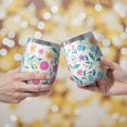 thumbnail image 2 of 12oz Stemless Wine Tumblers Pioneer Flower Floral Print Pattern Vacuum Insulated Stainless Steel Travel Tumbler Cups Mug with Lid and Straw for Champaign,Cocktail,Beer with Cleaning Brush, 2 of 5