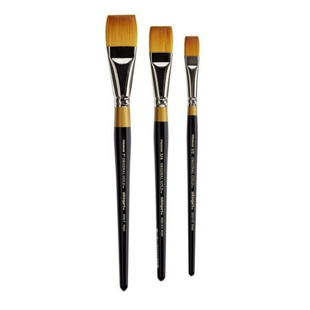 Kingart Original Gold 9550 Wash Series, Premium Golden Taklon Artist Brushes, Set of 3, for All Ages