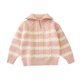 thumbnail image 2 of Cowsor Toddler Neck Ribbed Knit Sweater Baby Boys Girls Fall Winter Cozy Soft Warm Pullover Chunky Striped Sweatshirt, 2 of 6