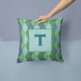 thumbnail image 2 of Carolines Treasures CJ1020-TPW1414 Initial T Monogram - Blue Argoyle Decorative   Canvas Fabric Pillow CJ1020 14Hx14W, 2 of 4