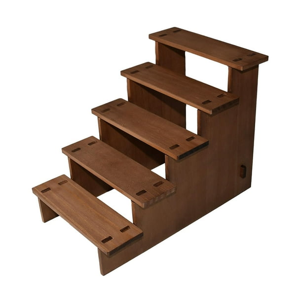 Organizador de estante de exhibición de madera con elevador, duradero y sencillo para exhibición de objetos coleccionables de escritorio. 5 capas 20cm