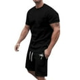 thumbnail image 1 of SHIXIAOO Men's 2025 Summer Tracksuit Plus Size Short Sleeve O Neck Athletic Suit Casual Color Block Drawstring Waist Tracksuit Set Will Turner Men Formal Suits Slim Fit Mens Roaring 20s Casual Suits, 1 of 6