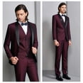 thumbnail image 4 of ETHAN 3 Piece Wedding Suits for Men Slim Fit Casual Beach Wedding Summer Grooms Groomsmen Blazer Vest Pants Suit Burgundy XS, 4 of 12