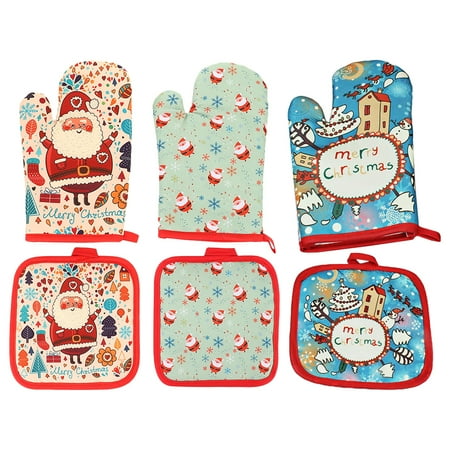 

NUOLUX 1 Set Kitchen Baking Mitts Heat Resistant Mats Home Anti-Scalding Gloves