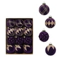 thumbnail image 6 of Flocked Christmas Ball Ornaments Set of 12, Textured Xmas Tree Baubles, Hanging Holiday Decorations for Tree Wreath Home Party Decor - Purple, 6 of 7
