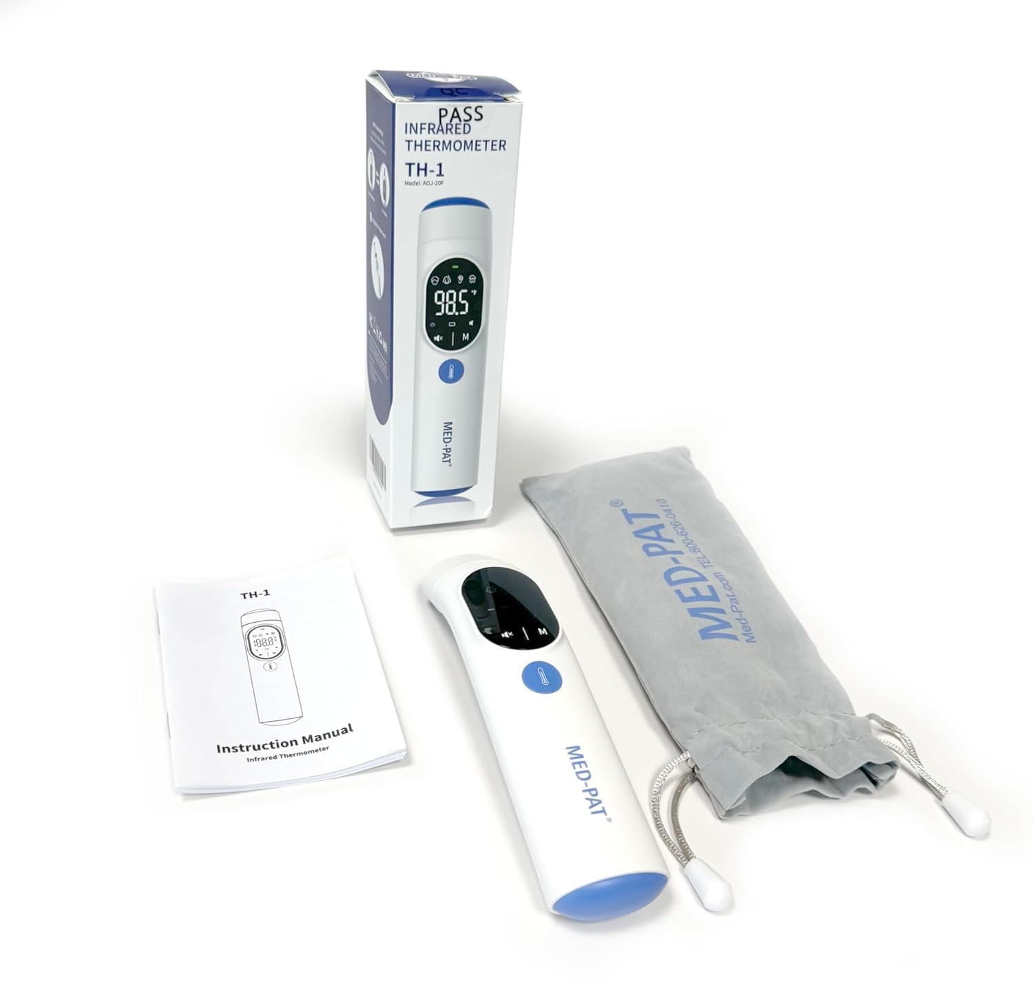 Med-Pat TH-1 Digital Infrared Ear and Forehead Thermometer, White