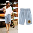 thumbnail image 2 of Top and Shorts Sets for Women, Womens Elastic Waist Sunflower Printing Drawstring Shorts, 2 of 4