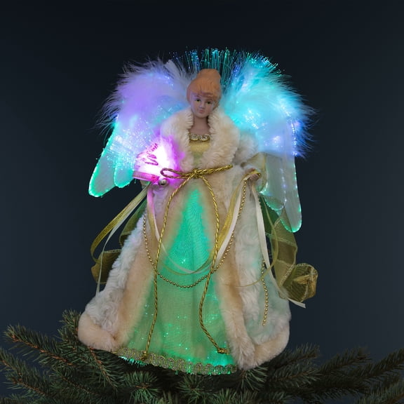 Northlight Color-Changing Fiber Optic Angel Christmas Tree Topper - 12" - Gold