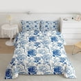 thumbnail image 2 of Homewish Vintage Floral Full Size Comforter Sets,Colorful Natural Plant Bedding Comforter Set,Blue Flower Bedding Sets For Girls,Breathable Home Decor Reversible,3 Pieces, 2 of 8