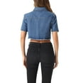 thumbnail image 3 of INSPIRE CHIC Casual Crop Jackets for Women's Collared Short Sleeve Frayed Jean Denim Jacket XL Sky Blue, 3 of 6