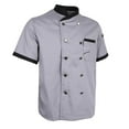 thumbnail image 2 of Chef Jacket Uniform Short Sleeve Hotel Waiter Waitress Chef Coat Cook Kitchen Apparel Cook Coat 2XL Gray, 2 of 9